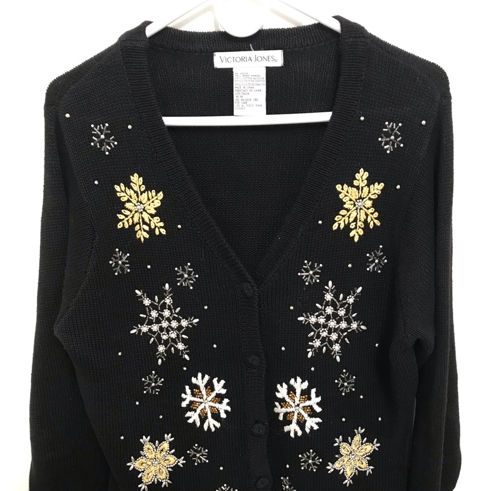 Festive embroidered studded sweater